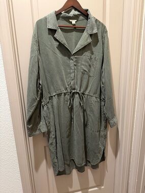 Caslon Olive Green Drawstring Utility Shirt Jacket